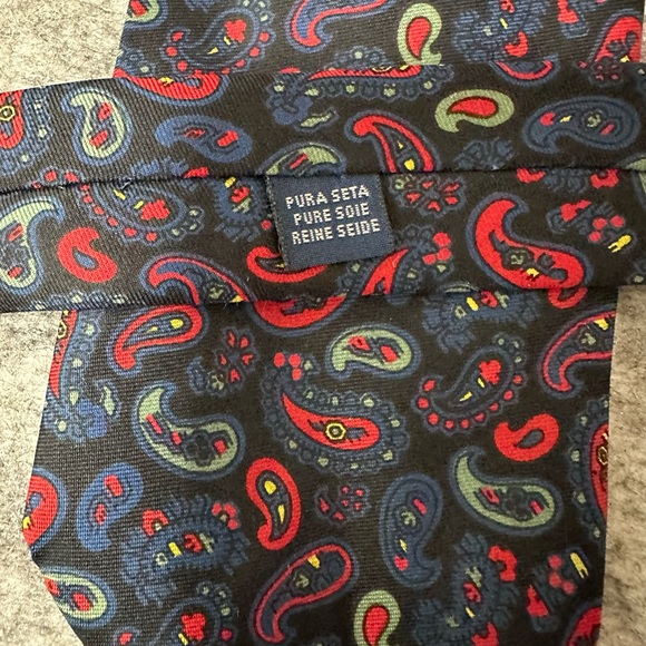 Burberrys Mens Silk Tie Paisley Red Blue Office Gift Made In England Multicolor - Picture 6 of 11